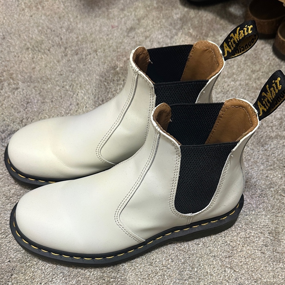 Dr. Martens White Leather Chelsea Boots